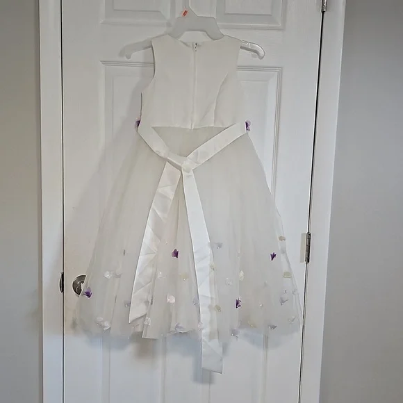 Size 10/12 formal gown with colored flowers attached - Picture 2 of 2